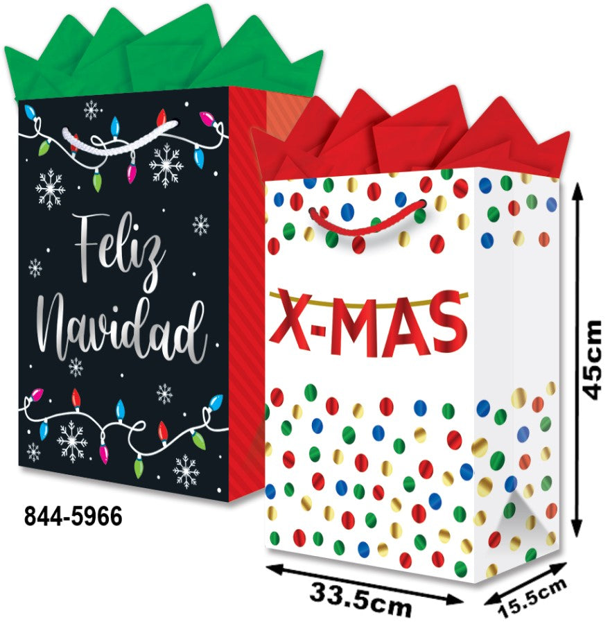 Bolsa p/Regalo Navidad Feliz Navidad/Xmas Jumbo 33½×45+15½ granmark® 844-5966/6 Pieza 751214658210 0