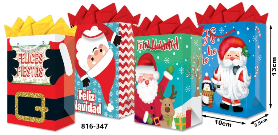 Bolsa p/Regalo Navidad Santas Mini 10×13+5cm granmark® 816-347/12 Pieza 751214647207 01