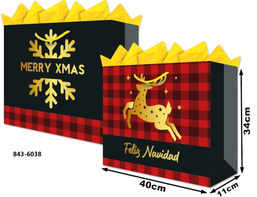 Bolsa p/Regalo Navidad Lumberjack Jumbo Boutique 40×34½+11 granmark® 843-6038/6 Pieza 751214661180 0
