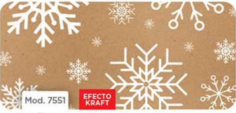 Papel p/Regalo Navidad Copos Fondo Kraft 70×51.3cm granmark® 930-7551 Hoja 751214172570 01