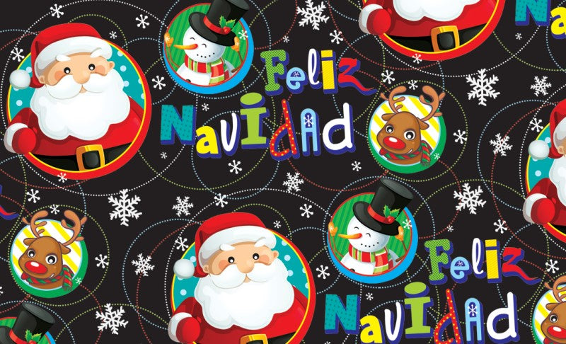 Papel p/Regalo Navidad Santa Negro 70×51.3cm granmark® 930-5352 Hoja 751214150493 01