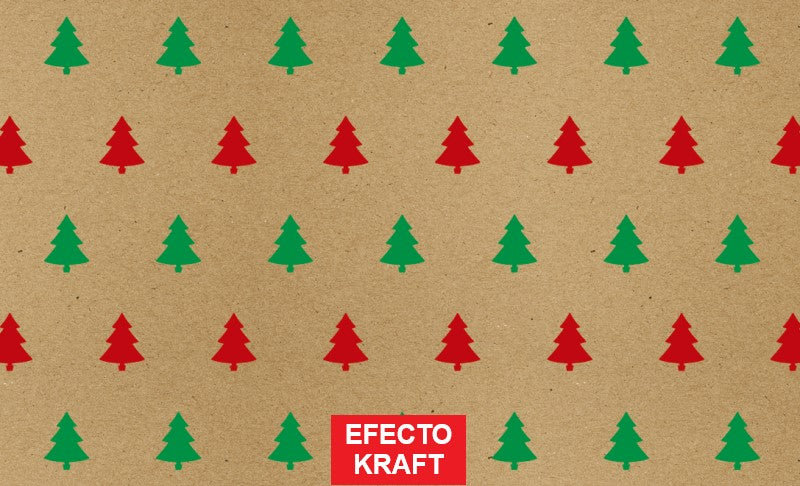 Papel p/Regalo Navidad Pino Fondo Efecto Kraft 70×51.3cm granmark® 930-7539 Hoja 751214172457 01