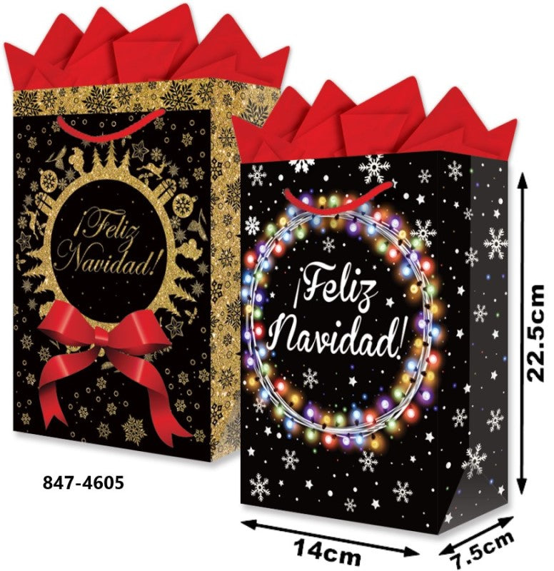 Bolsa p/Regalo Navidad Corona Oro Chica 14×22½+7½ granmark® 847-4605/6 Pieza 751214612557 01