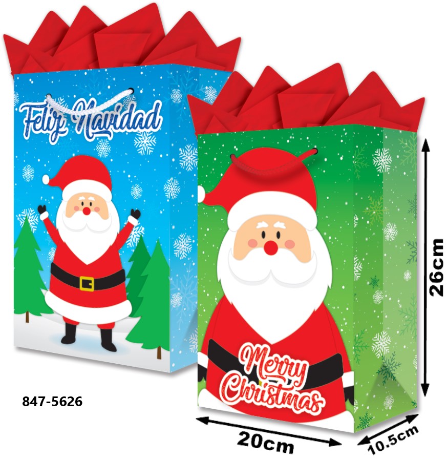 Bolsa p/Regalo Navidad Santa Feliz Navidad Chica 14×22½+7½ granmark® 847-5626/6 Pieza 751214645210 0