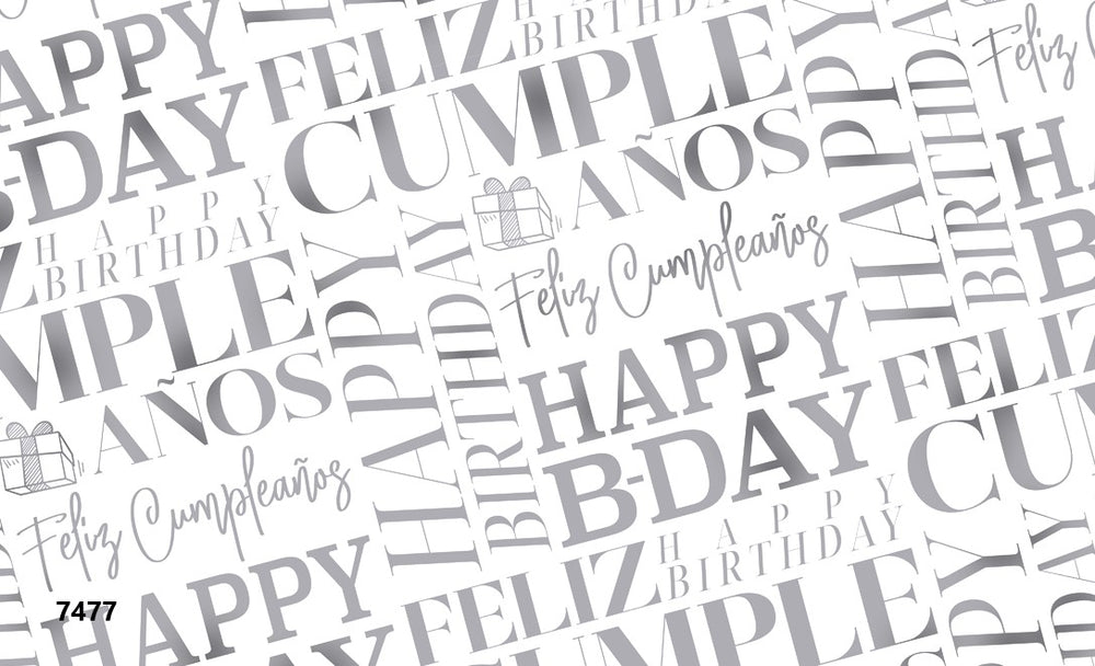 Papel p/Regalo Festejos Frases Plata 70×51.3cm granmark® 930-7477 Hoja 751214171832 01
