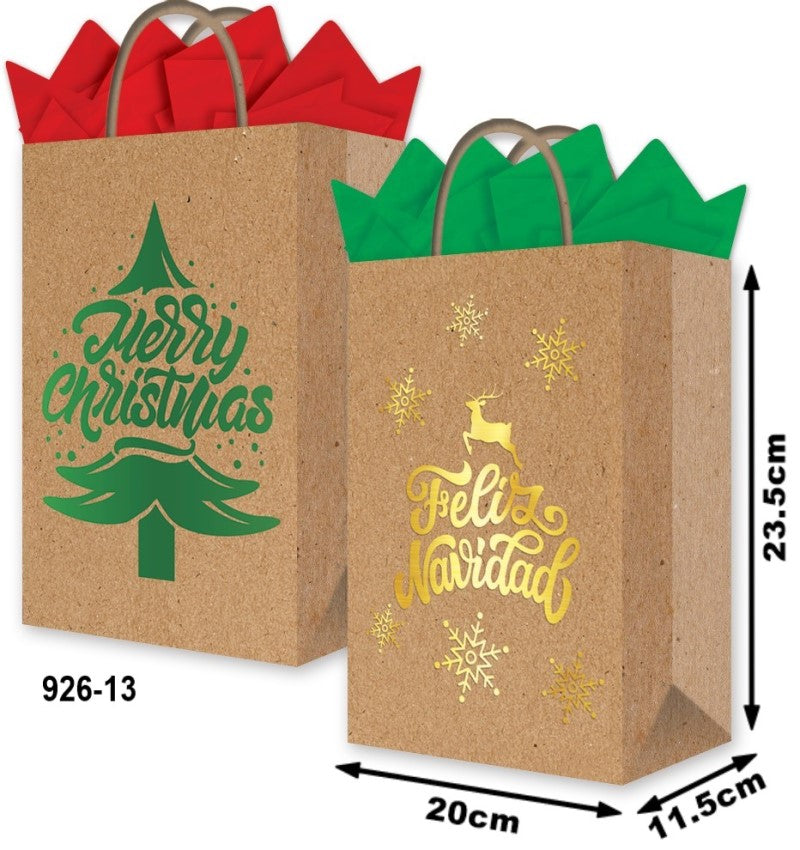 Bolsa p/Regalo Navidad Foil Feliz Navidad Media Kraft 20×23½+11½ granmark® 926-13/6 Pieza 7512146607