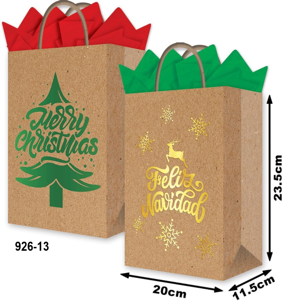 Bolsa p/Regalo Navidad Foil Feliz Navidad Media Kraft 20×23½+11½ granmark® 926-13/6 Pieza 7512146607