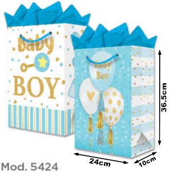 Bolsa p/RegaloTodaOcasión Bebe Niño Glitter Grand 24×36½+10 granmark® 845-5424/6 Pieza 751214637499