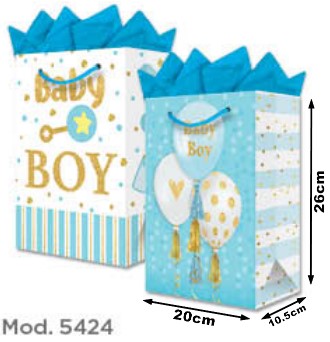 Bolsa p/RegaloTodaOcasión Bebe Niño Glitter Media 20×26+10½ granmark® 846-5424/6 Pieza 751214637512