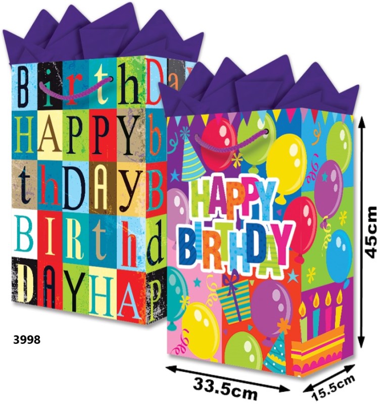 Bolsa p/RegaloTodaOcasión Felicidades Jumbo 33½×45+15½ granmark® 844-3998/6 Pieza 751214486653 01