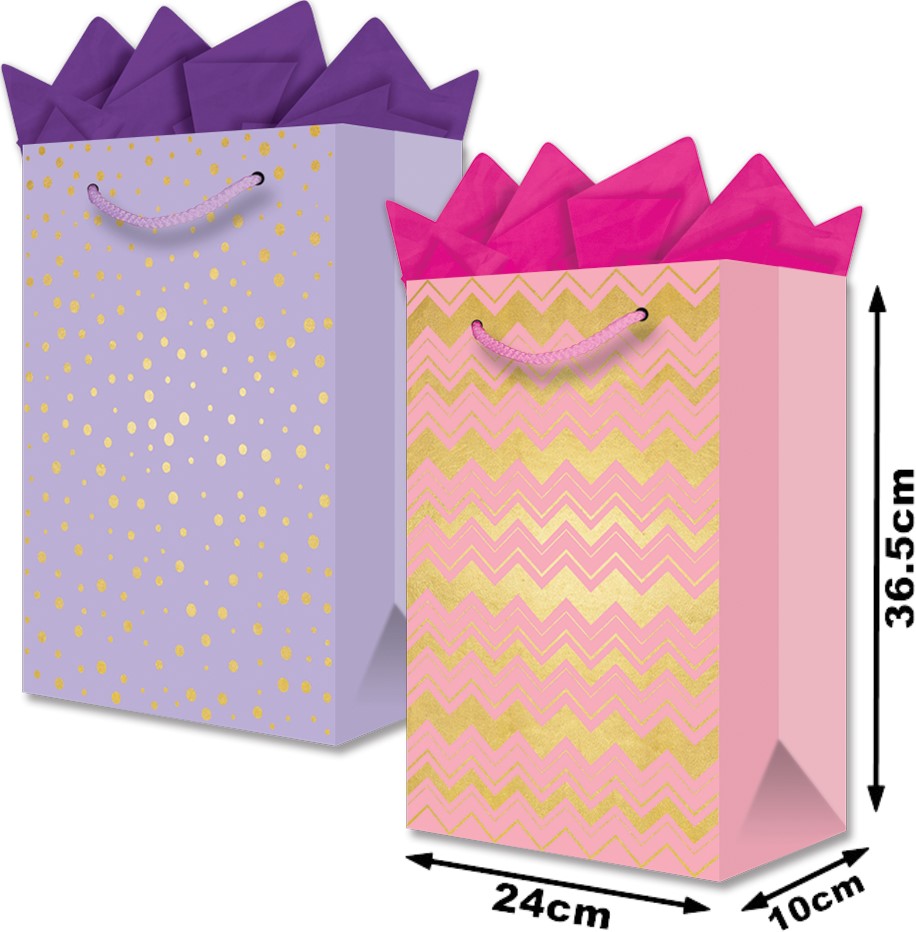 Bolsa p/RegaloTodaOcasión Dots Foil Dorado Grand con Aplicación 24×36½+10 granmark® 878-466/6 Pieza