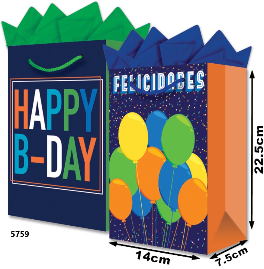 Bolsa p/RegaloTodaOcasión Globos Caballero Chica 14×22½+7½ granmark® 847-5759/6 Pieza 751214650214 0