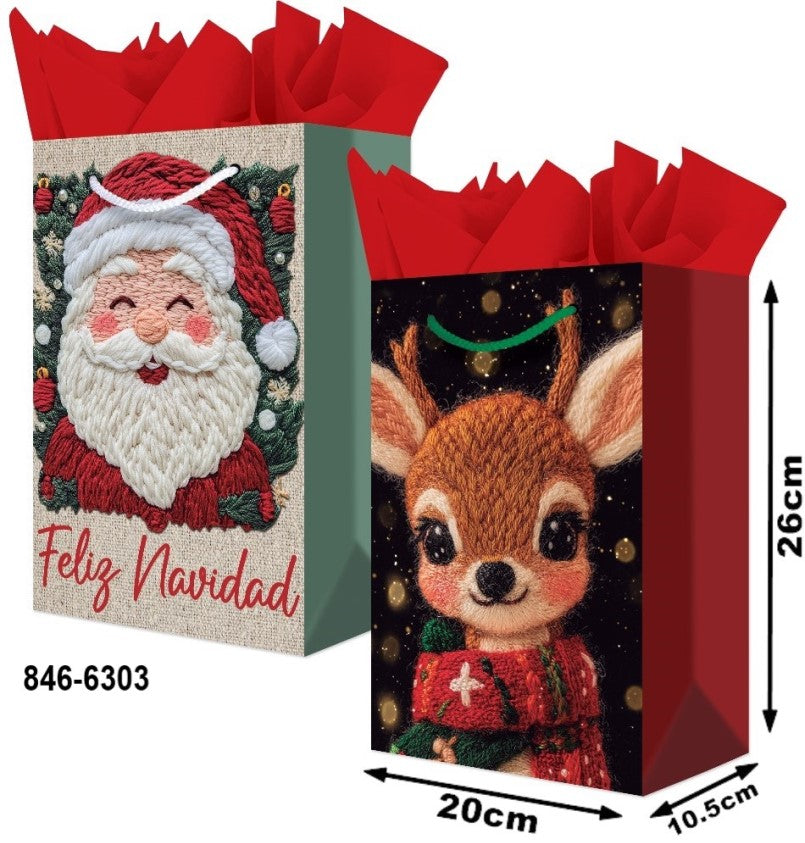 Bolsa p/Regalo Navidad Bordado Media 20×26+10½ granmark® 846-6303/6 Pieza 751214670427 01