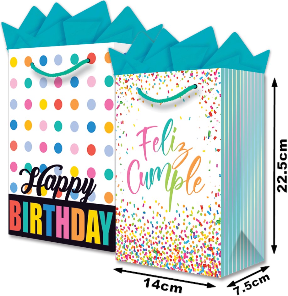Bolsa p/RegaloTodaOcasión Confetti Chica 14×22½+7½ granmark® 847-5992/2 Pieza 751214659040 01