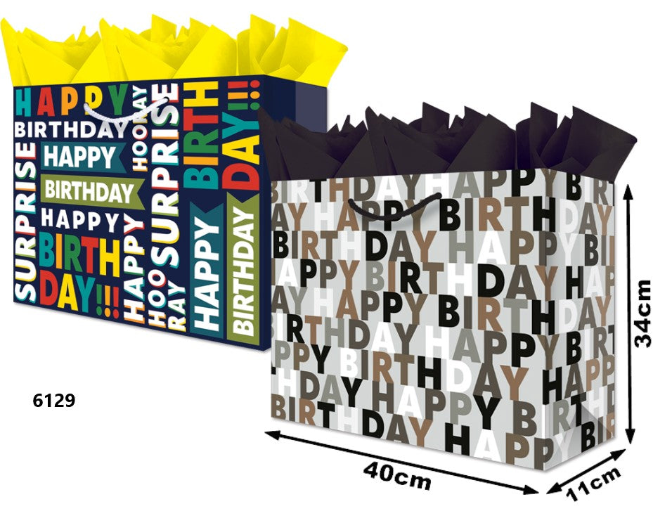 Bolsa p/RegaloTodaOcasión Happy Birthday Jumbo Boutique 40×34½+11 granmark® 843-6129/6 Pieza 7512146