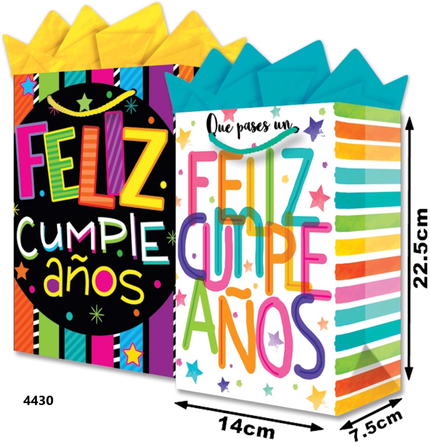 Bolsa p/RegaloTodaOcasión Feliz Cumple Néon Chica 14×22½+7½ granmark® 847-4430/6 Pieza 751214606471