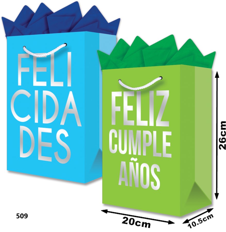 Bolsa p/RegaloTodaOcasión Cumpleaños Foil Plata Media con Aplicación 20×26+10½ granmark® 879-509/6 P