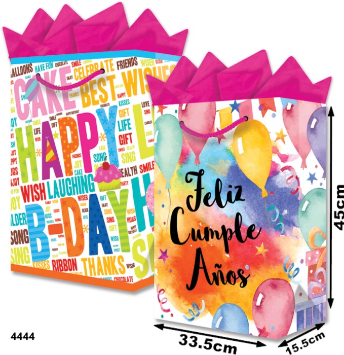 Bolsa p/RegaloTodaOcasión Cumple Globos Jumbo 33½×45+15½ granmark® 844-4444/6 Pieza 751214607157 01