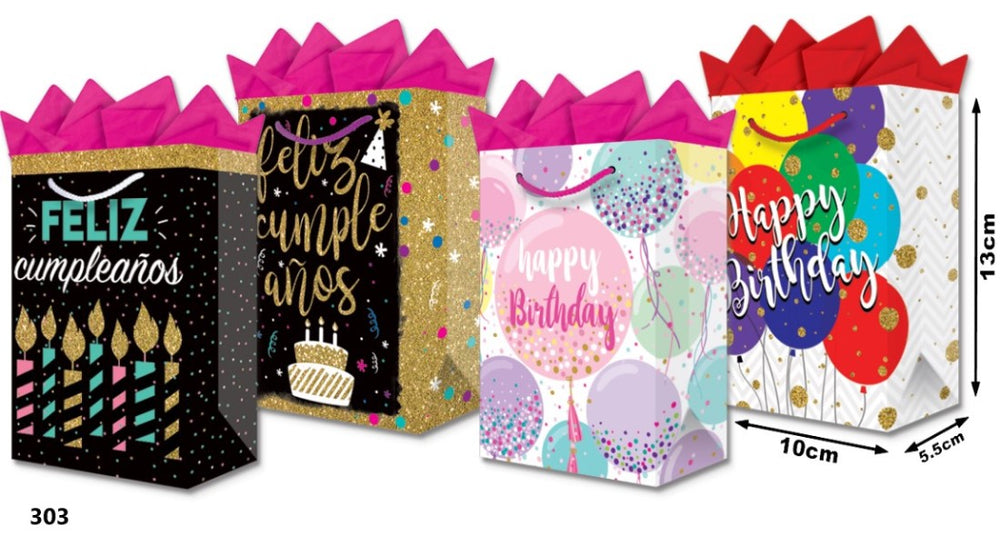 Bolsa p/RegaloTodaOcasión Cumple Oro Velas Mini 10×13+5cm granmark® 816-303/12 Pieza 751214626219 01