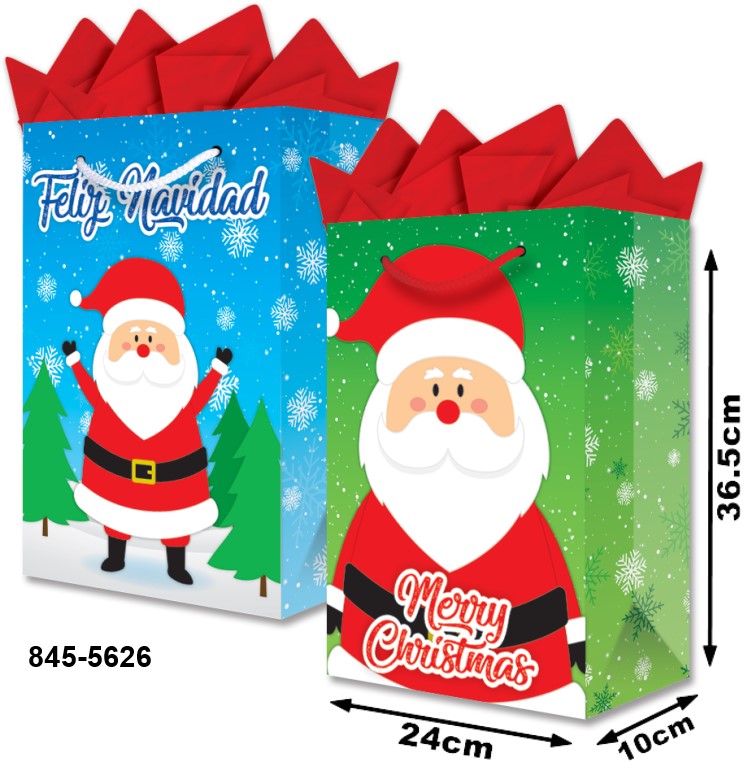 Bolsa p/Regalo Navidad Santa Feliz Navidad Grand 24×36½+10 granmark® 845-5626/6 Pieza 751214645197 0