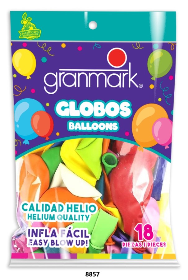 Globos Redondos Decorativo c/18 Colores Surtido 9" granmark® 8857/1 [Bolsa] 751214914699 Imagen principal del producto