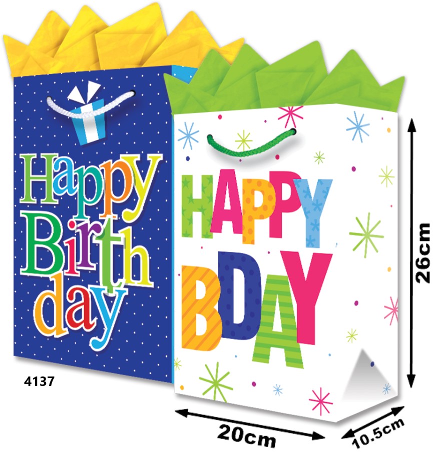 Bolsa p/RegaloTodaOcasión Felicidades Letras Juntas Media 20×26+10½ granmark® 846-4137/6 Pieza 75121