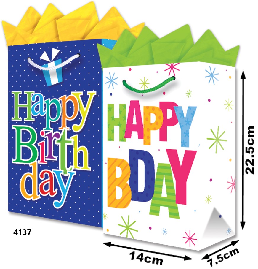 Bolsa p/RegaloTodaOcasión Felicidades Letras Juntas Chica 14×22½+7½ granmark® 847-4137/6 Pieza 75121