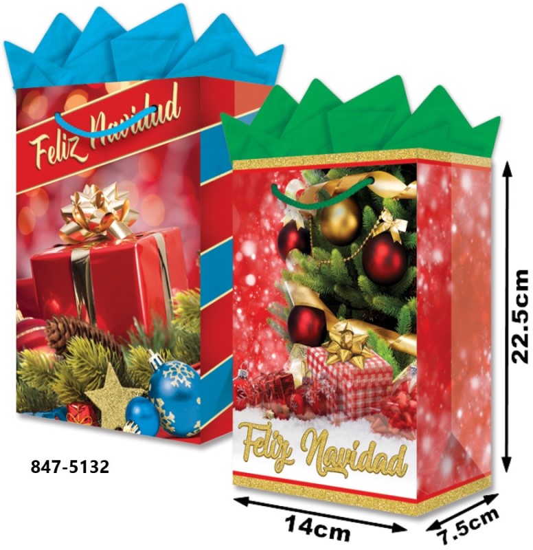 Bolsa p/Regalo Navidad Regalo Rojo Chica 14×22½+7½ granmark® 847-5132/6 Pieza 751214628541 01