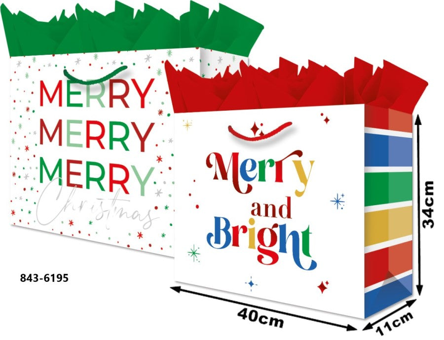 Bolsa p/Regalo Navidad Merry and Bright Jumbo Boutique 40×34½+11 granmark® 843-6195/6 Pieza 75121466