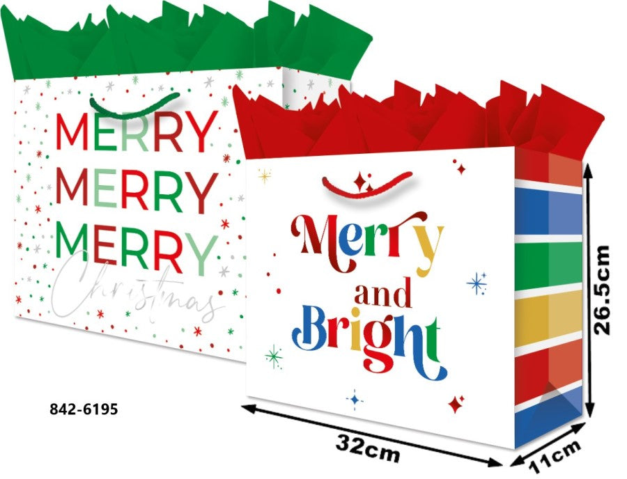 Bolsa p/Regalo Navidad Merry and Bright Grand Boutique 32×26½+11 granmark® 842-6195/6 Pieza 75121466