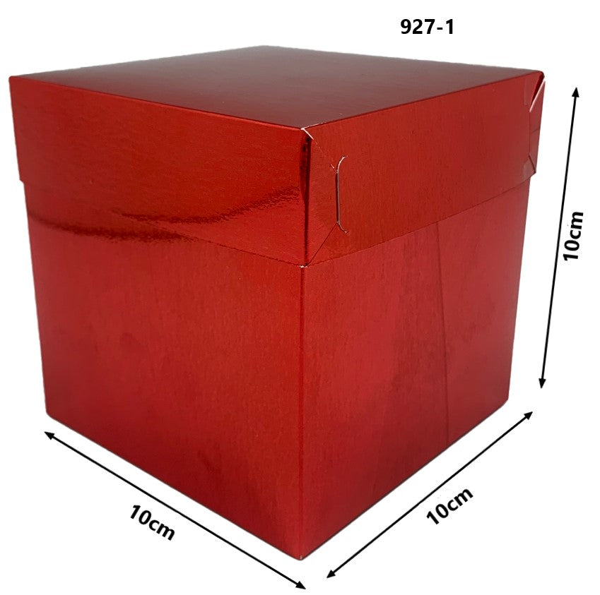 Caja Cartón Cubo Navidad Chica Rojo Metalizado 10×10×10cm granmark® 927-1/3 Pieza 01