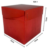 Caja Cartón Cubo Navidad Media Rojo Metalizado 15×15×15cm granmark® 928-1/3 Pieza 751214666437 01