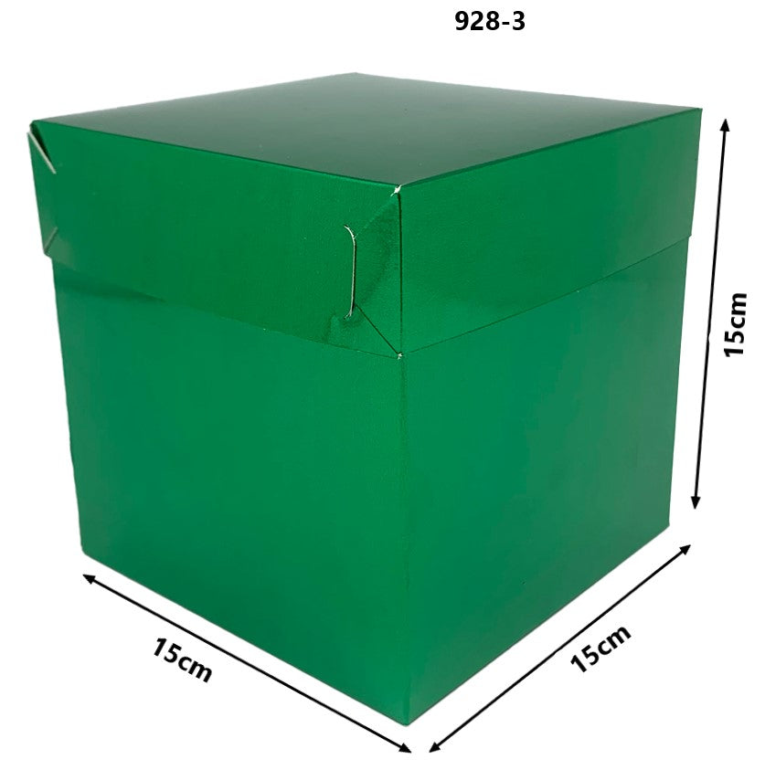 Caja Cartón Cubo Navidad Media Verde Metalizad 15×15×15cm granmark® 928-3/3 Pieza 751214666499 01