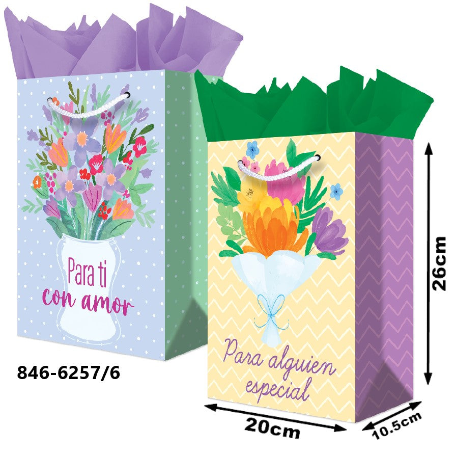 Bolsa p/RegaloTodaOcasión Bouquets Florales Media 20×26+10½ granmark® 846-6257/6 Pieza 751214668622
