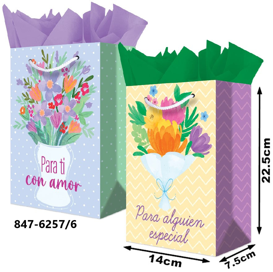 Bolsa p/RegaloTodaOcasión Bouquets Florales Chica 14×22½+7½ granmark® 847-6257/6 Pieza 751214668639