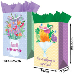 Bolsa p/RegaloTodaOcasión Bouquets Florales Chica 14×22½+7½ granmark® 847-6257/6 Pieza 751214668639