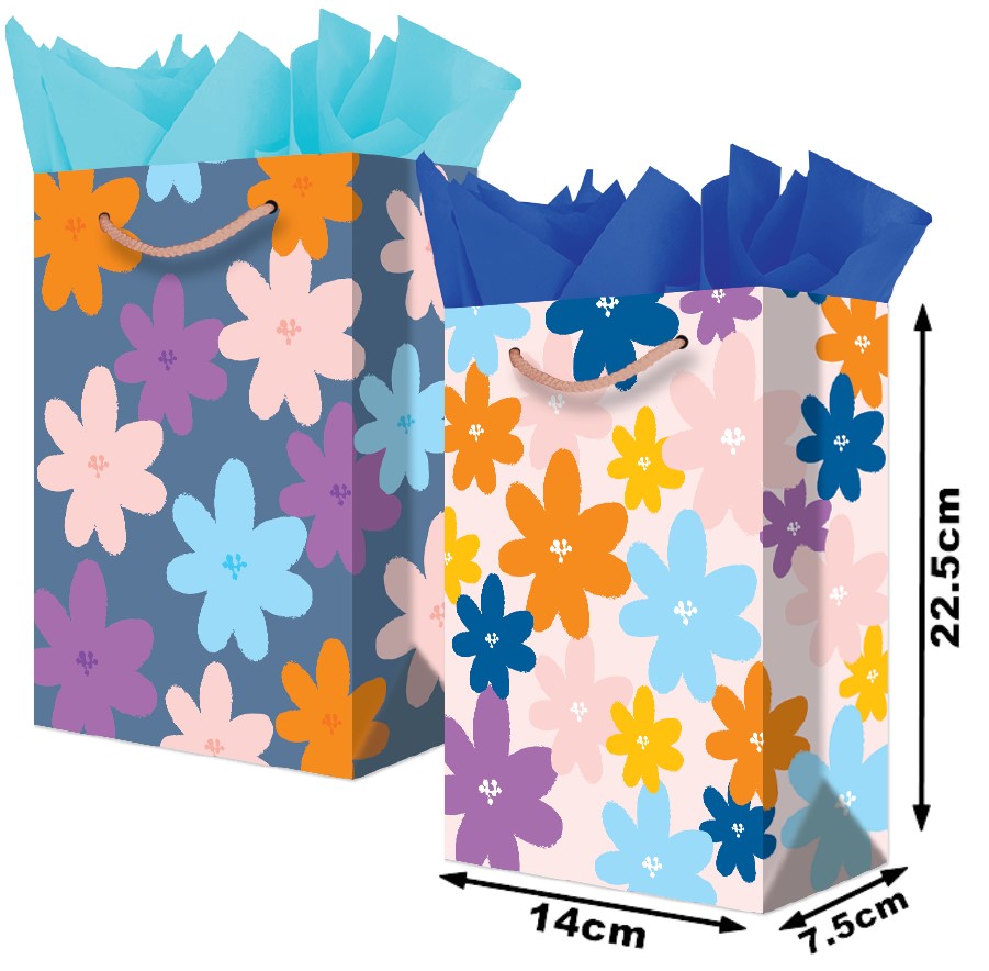 Bolsa p/RegaloTodaOcasión Decenas de Flores Chica 14×22½+7½ granmark® 847-6258/6 Pieza 751214668660