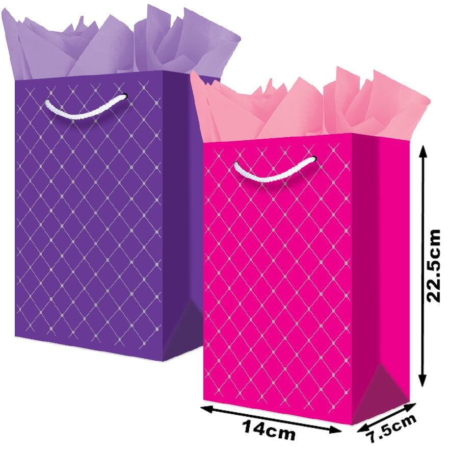 Bolsa p/RegaloTodaOcasión Patrones Cuadricula Chica con Aplicación 14×22½+7½ granmark® 880-564/6 Pie