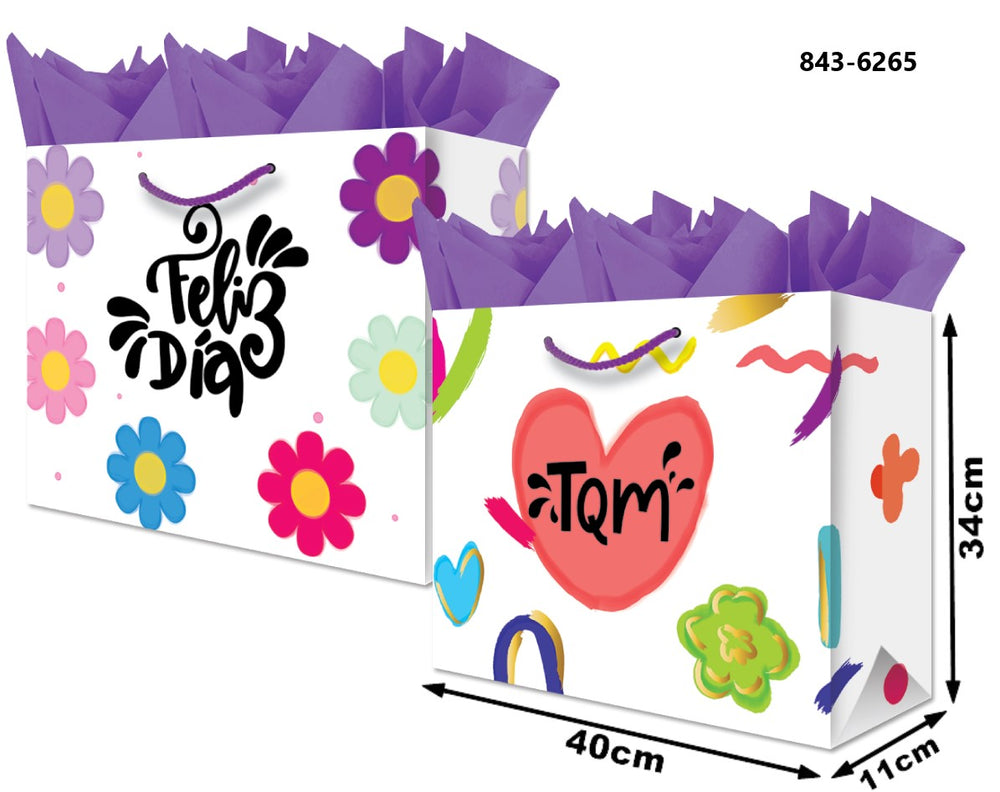 Bolsa p/RegaloTodaOcasión Feliz Día TQM Jumbo Boutique 40×34½+11 granmark® 843-6265/6 Pieza 75121466
