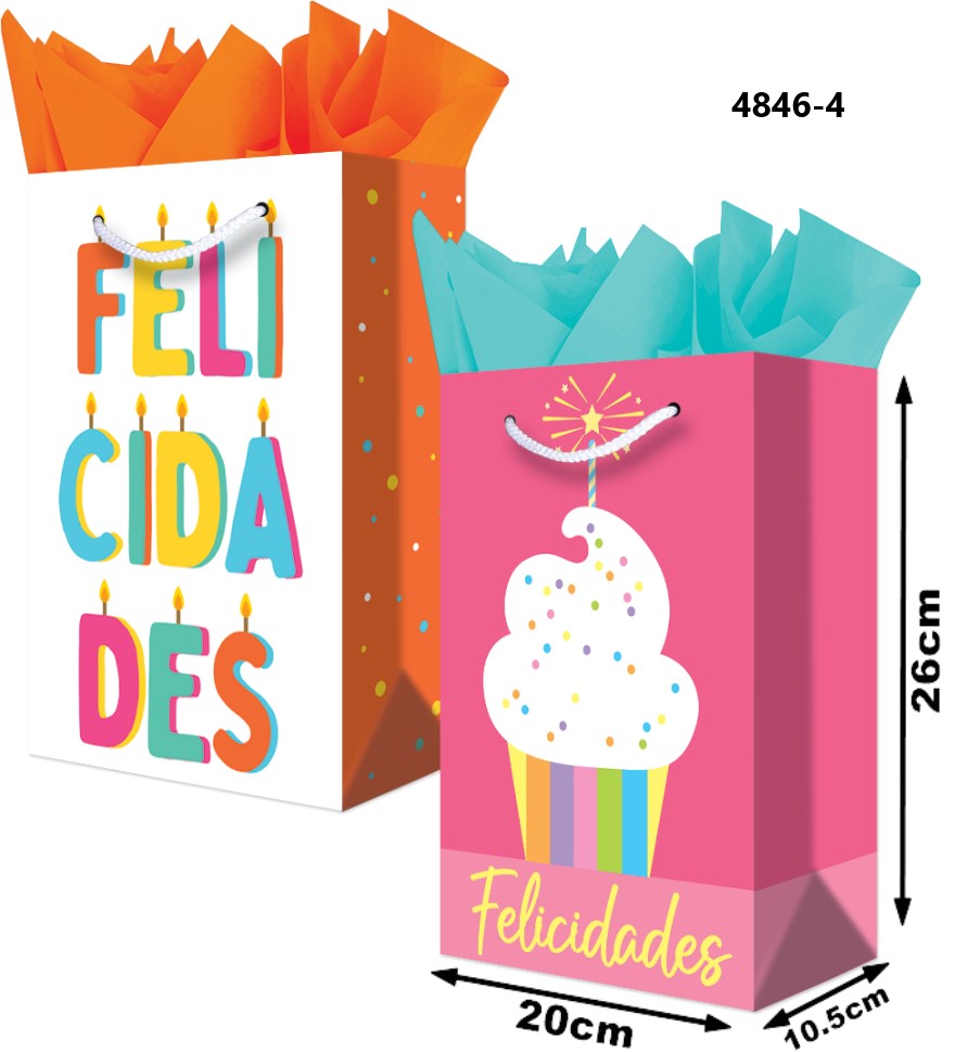 Bolsa p/RegaloTodaOcasión Felicidades Media Plastificado 20×26+10½ granmark® 4846-4/6 Pieza 75121466