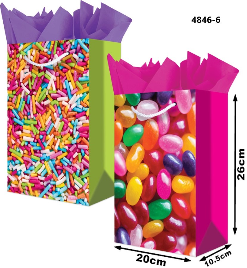 Bolsa p/RegaloTodaOcasión Dulces de Colores Media Plastificado 20×26+10½ granmark® 4846-6/6 Pieza 75