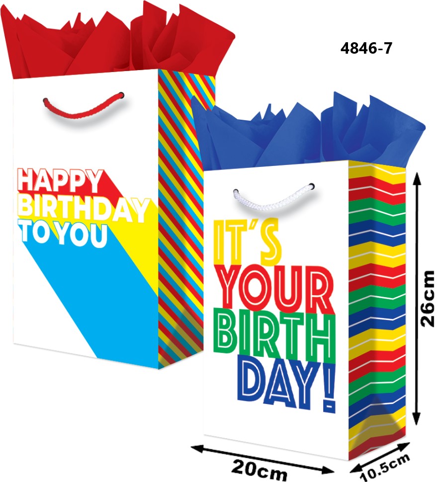 Bolsa p/RegaloTodaOcasión Lineas de Colores Media Plastificado 20×26+10½ granmark® 4846-7/6 Pieza 75