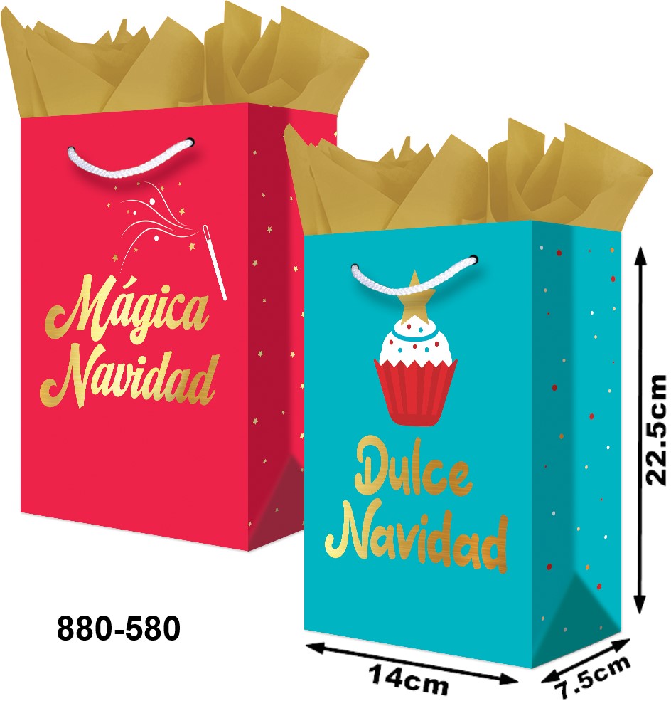 Bolsa p/Regalo Navidad Dulce y Mágica Chica con Aplicación 14×22½+7½ granmark® 880-580/6 Pieza 75121