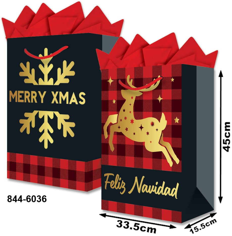 Bolsa p/Regalo Navidad Frase Navidad Jumbo 33½×45+15½ granmark® 844-6036/6 Pieza 751214661128 01