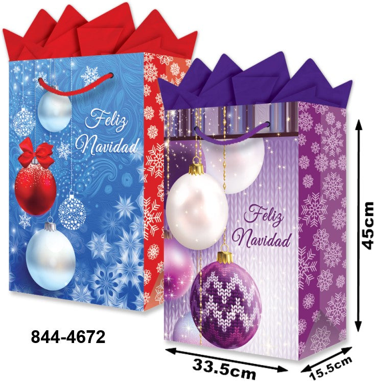 Bolsa p/Regalo Navidad Esferas Feliz Navidad Jumbo 33½×45+15½ granmark® 844-4672/6 Pieza 75121461488