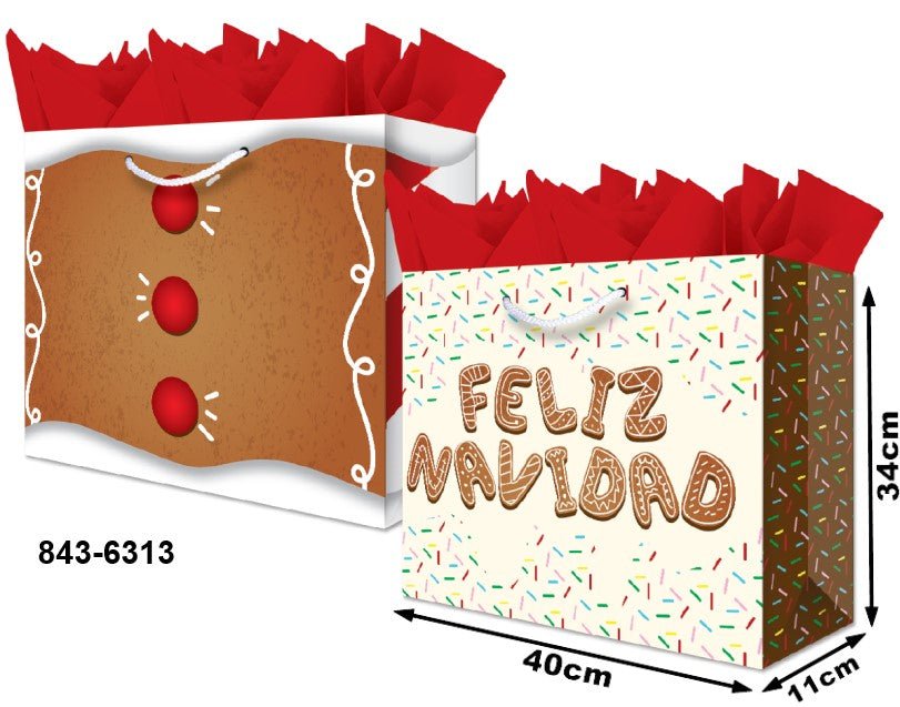 Bolsa p/Regalo Navidad Feliz Navidad Jumbo Boutique 40×34½+11 granmark® 843-6313/6 Pieza 75121467140