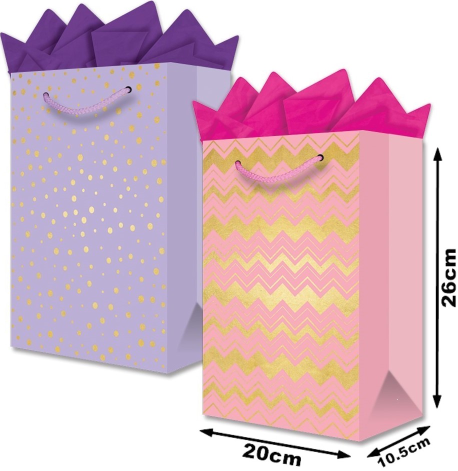 Bolsa p/RegaloTodaOcasión Dots Foil Dorado Media con Aplicación 20×26+10½ granmark® 879-466/6 Pieza