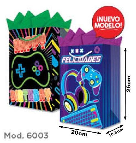 Bolsa p/RegaloTodaOcasión Gaming Néon Media 20×26+10½ granmark® 846-6003/6 Pieza 751214659392 01