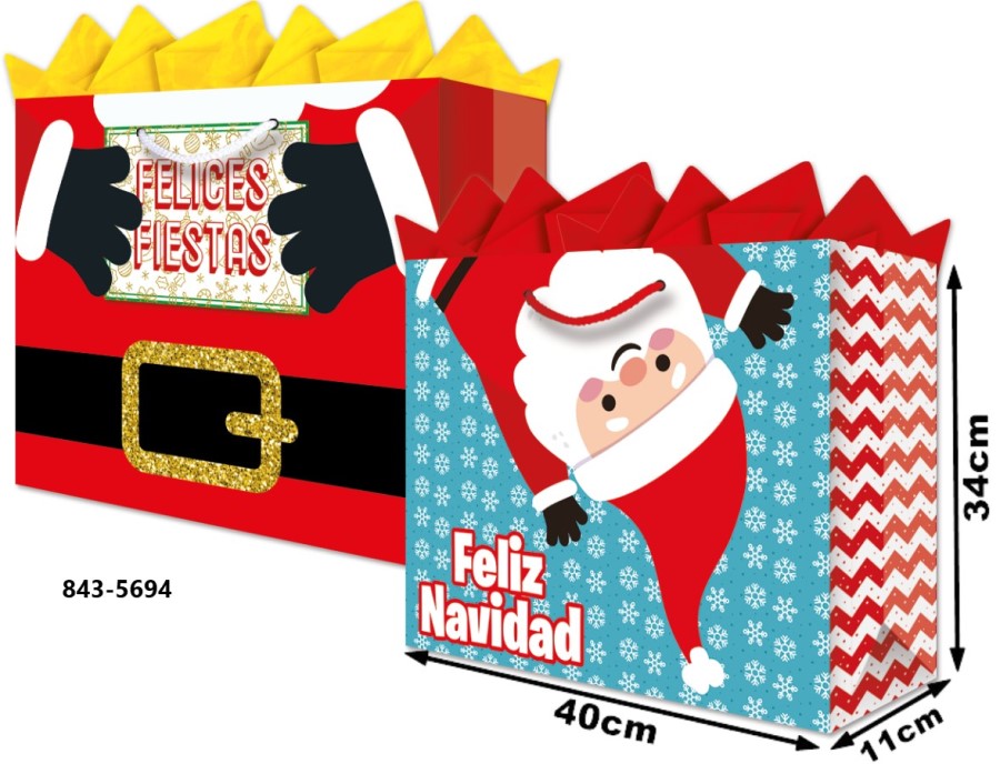 Bolsa p/Regalo Navidad Santa tonos Verdes Jumbo Boutique 40×34½+11 granmark® 843-5694/6 Pieza 751214