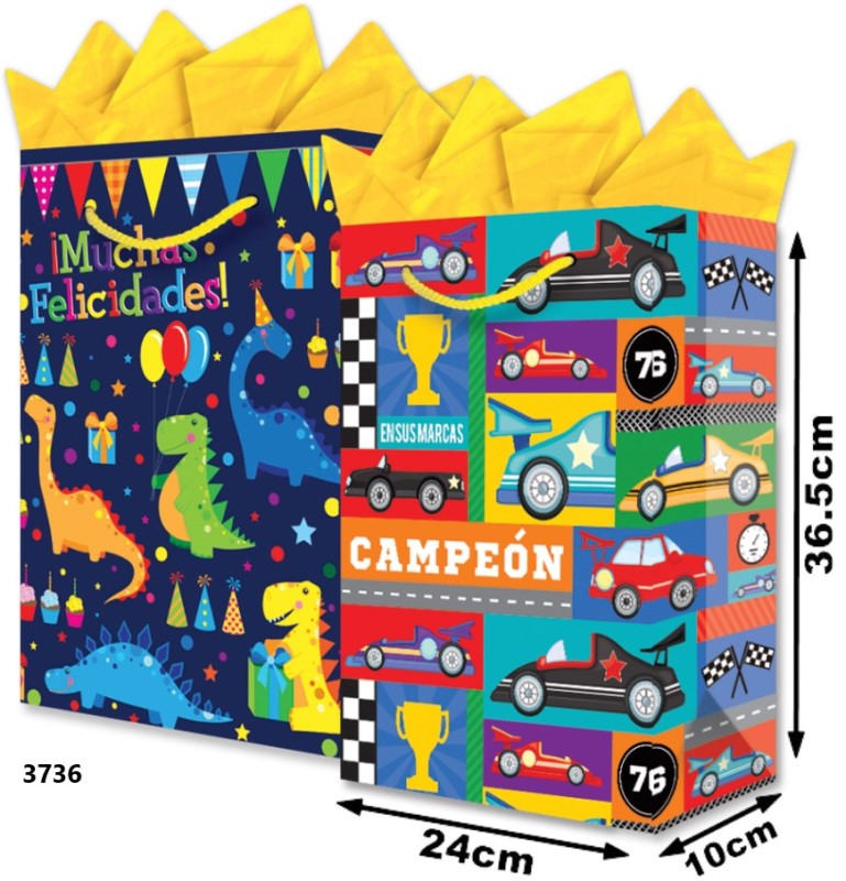 Bolsa p/RegaloTodaOcasión Dino Néon Grand 24×36½+10 granmark® 845-3736/6 Pieza 751214472748 01